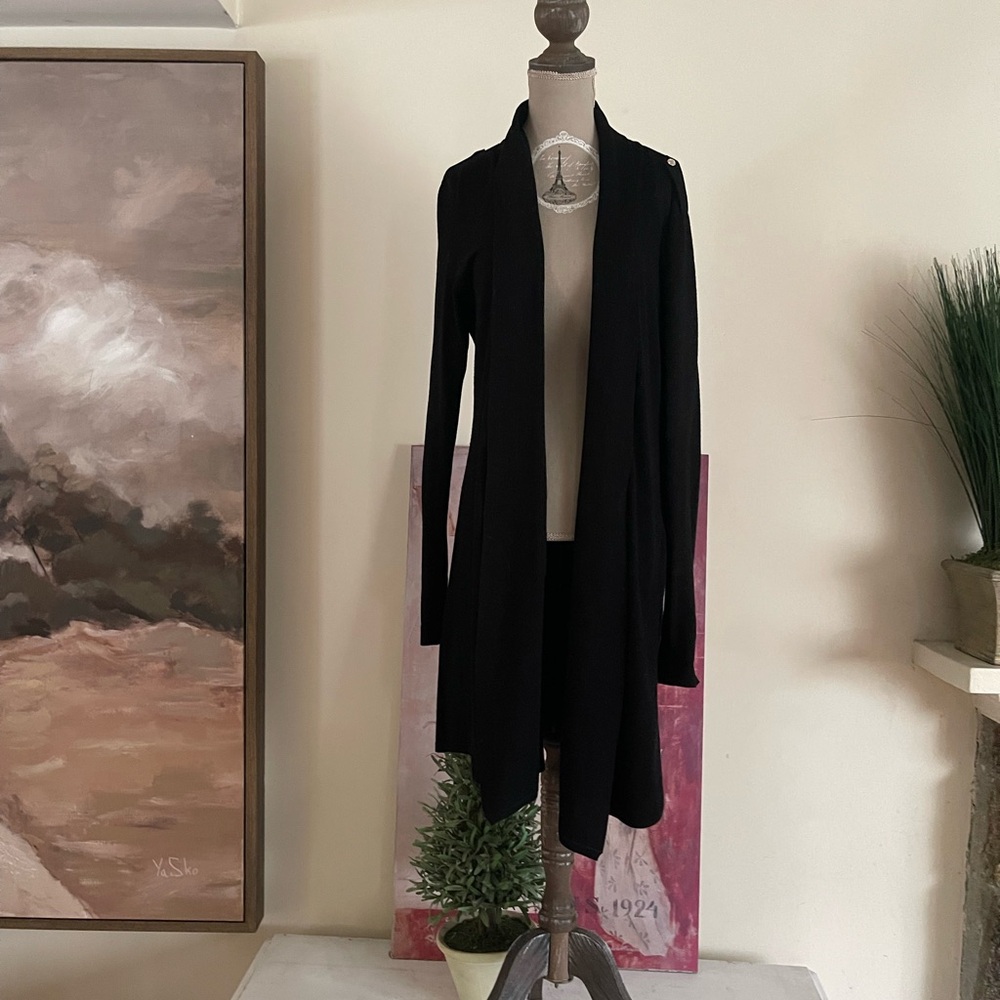 White House Black Market Black Knit Cardigan Duster